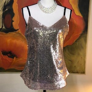 Haoduoyi Rose gold sequin top